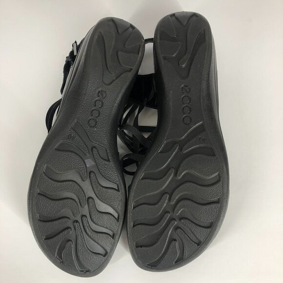 ECCO Black Patent Leather & Elastic Straps Sandals Sz 40 - Picture 7 of 15